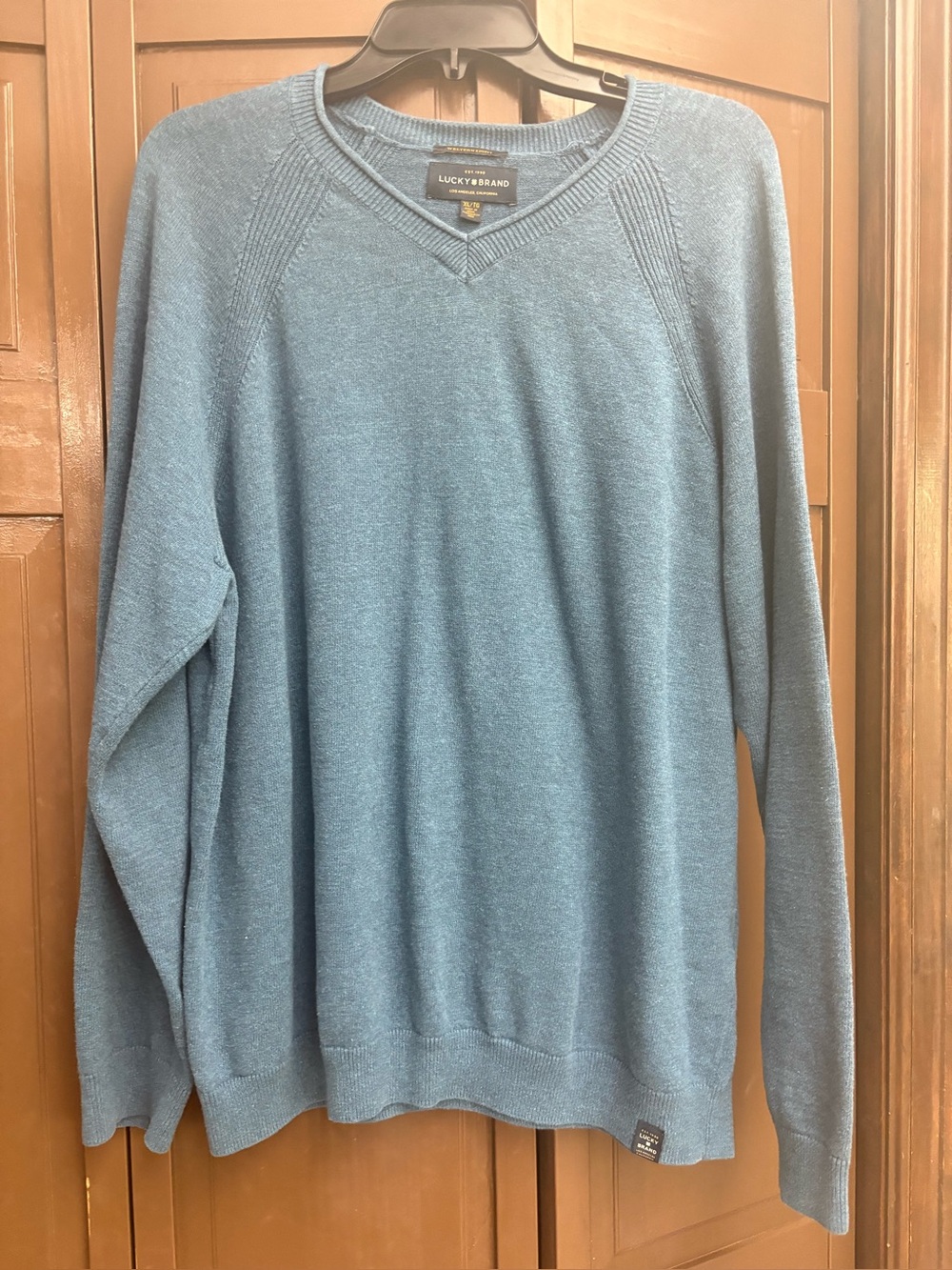 Lucky Brand Men's Teal-Blue V-Neck Sweater